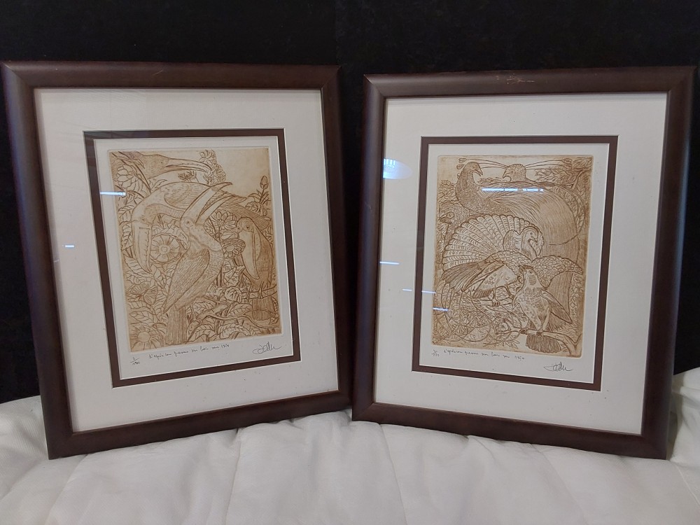 GRAVURE OISEAUX SIGNÉ MARCELLE KUNTZ