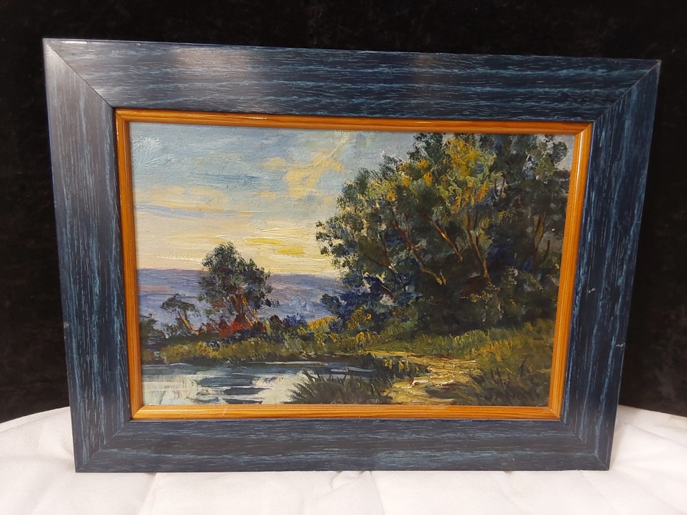TABLEAU PEINTURE CADRE BLEU