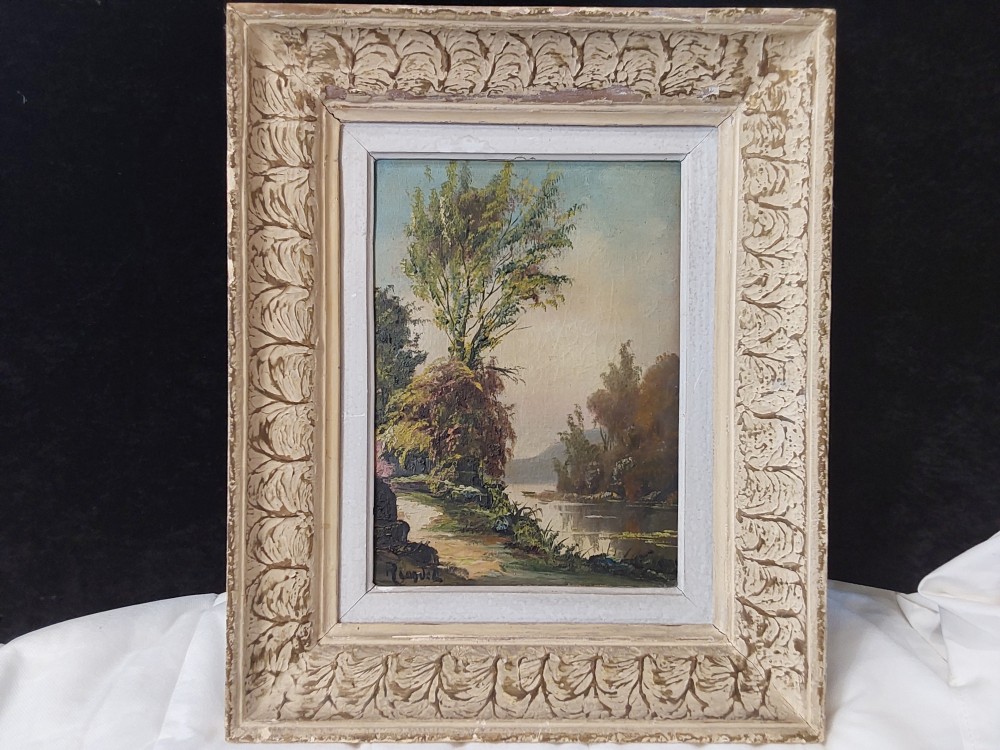 TABLEAU ARBRE ET LAC SIGNÉ 
