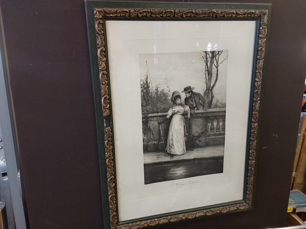 TABLEAU GRAVURE COUPLE EN NOIR ET BLANC