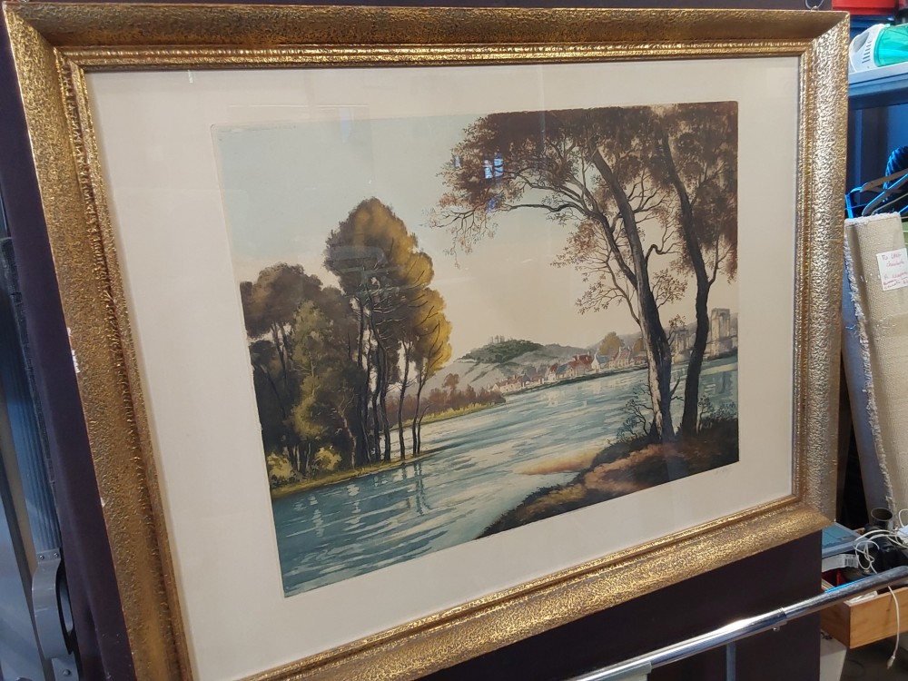 TABLEAU LITO LAC ET VILLAGE SIGNÉ F.ROTH