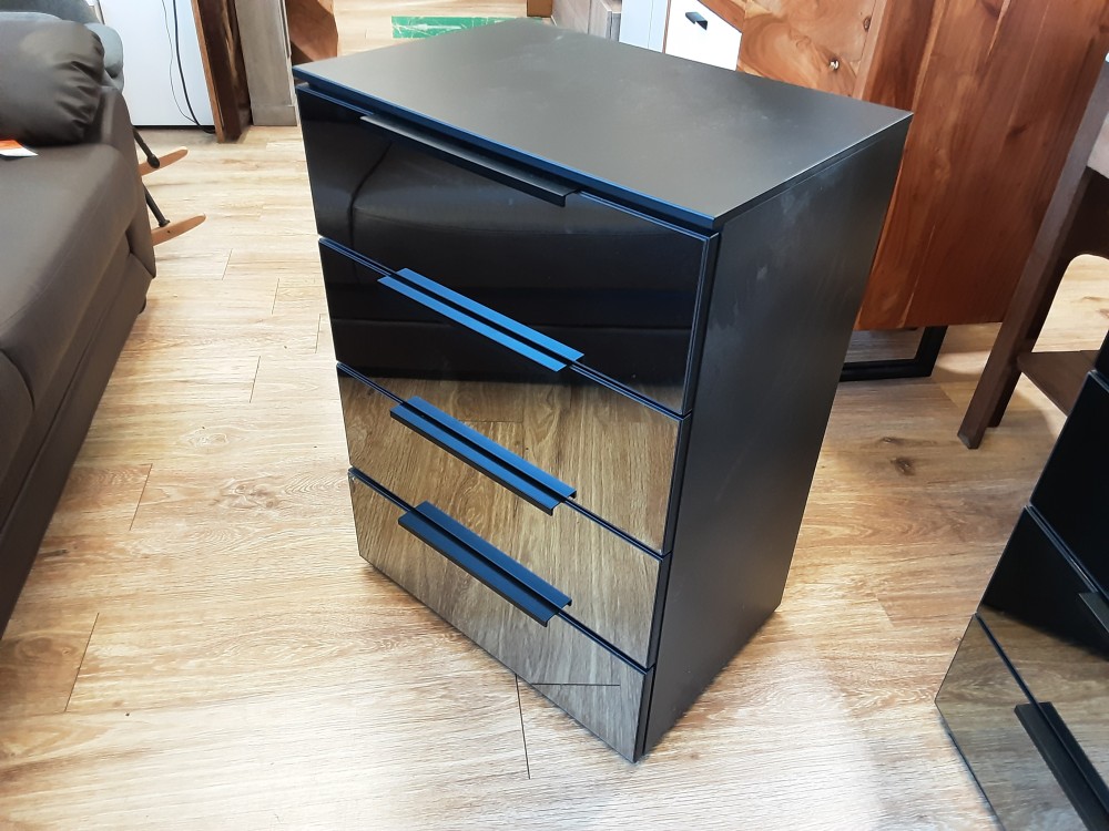 COMMODE 4 TIROIRS MIROIR COLORIS NOIR