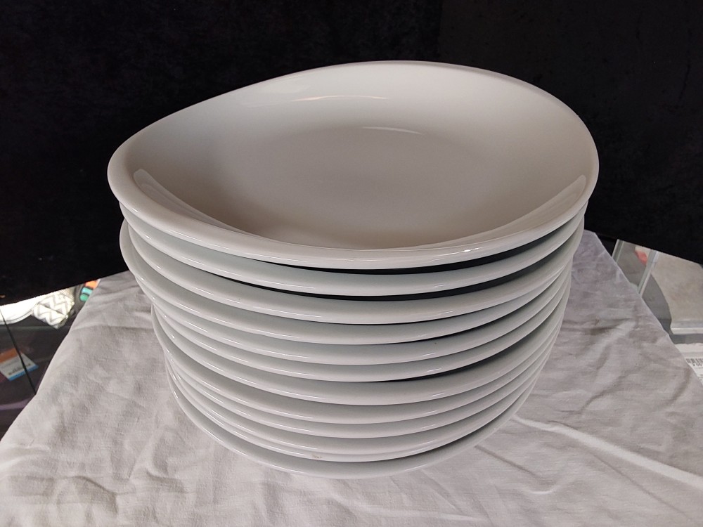 LOT DE 12 ASSIETTES EN PORCELAINE BLANCHE OVALE