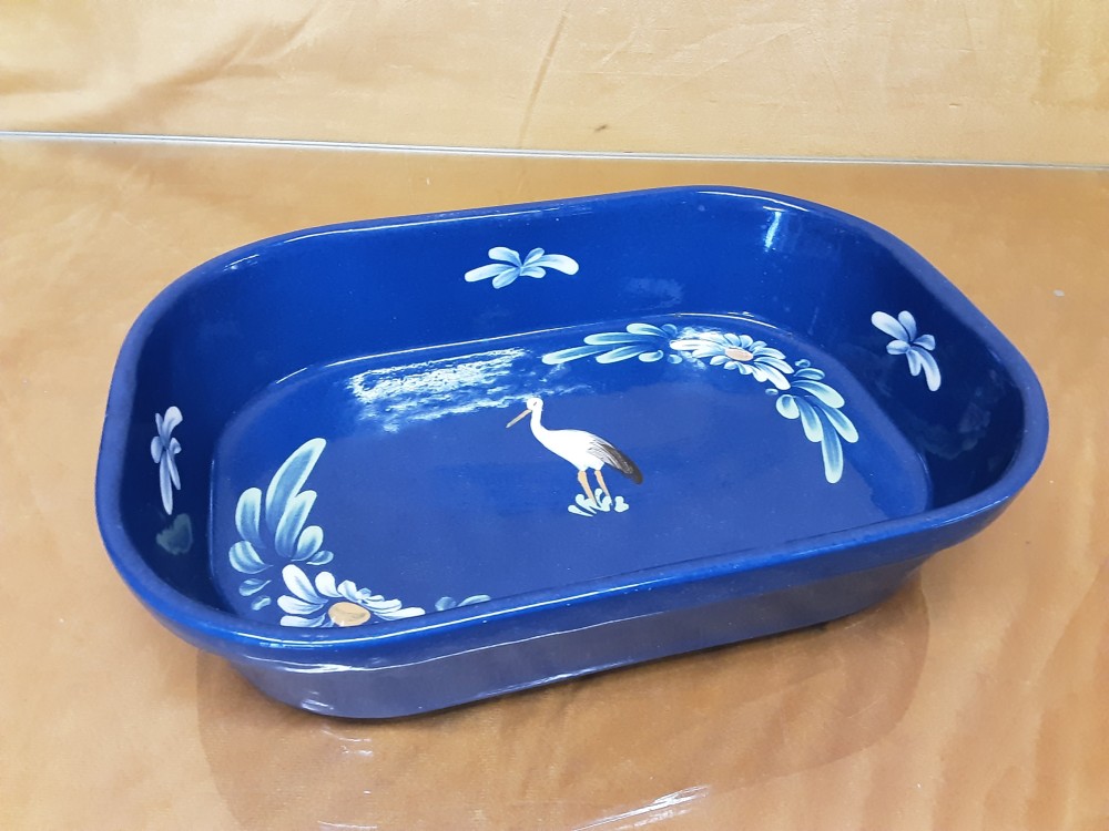 PLAT BLEU DECOR CIGOGNE