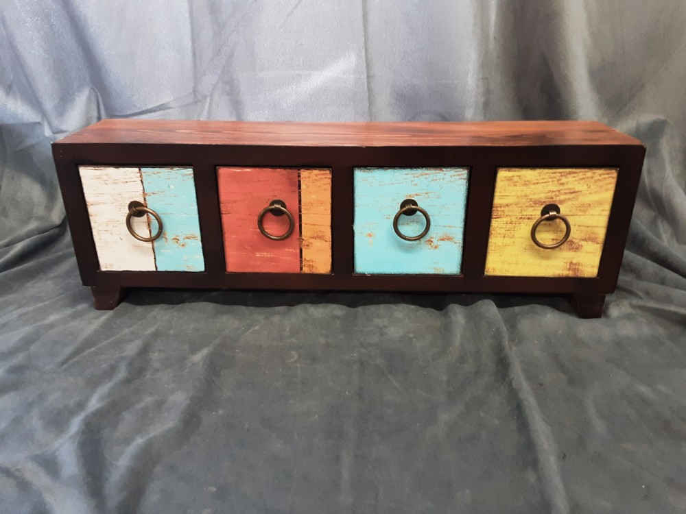 DECOR MEUBLE 4 TIROIRS BICOLORE EN BOIS 