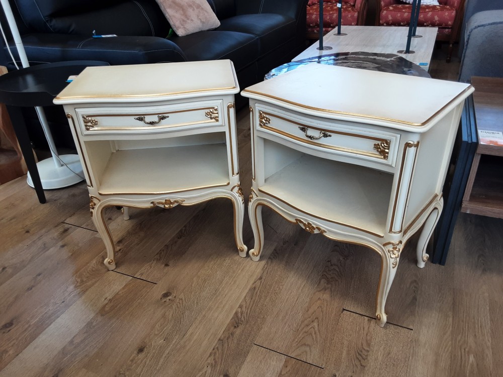 Chevet 1 Tiroir Beige Et Dore