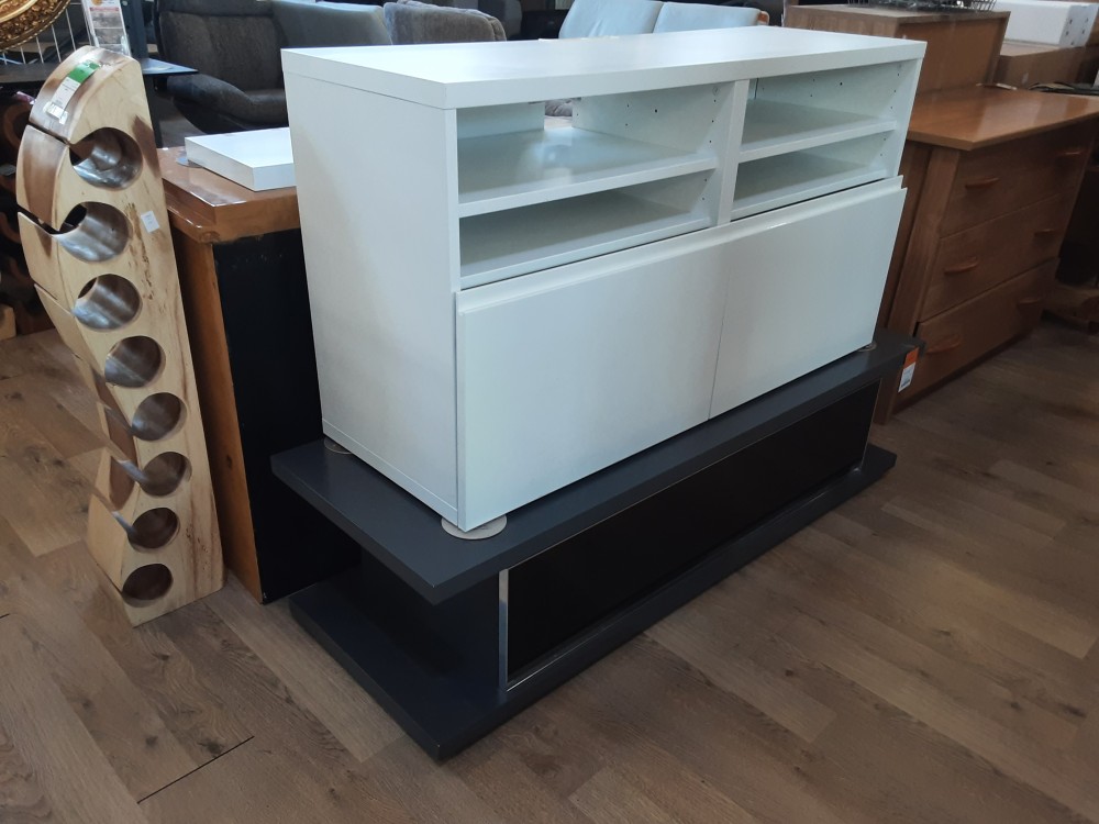 Meuble 2 Tiroirs Avec Niche Laqué Blanc