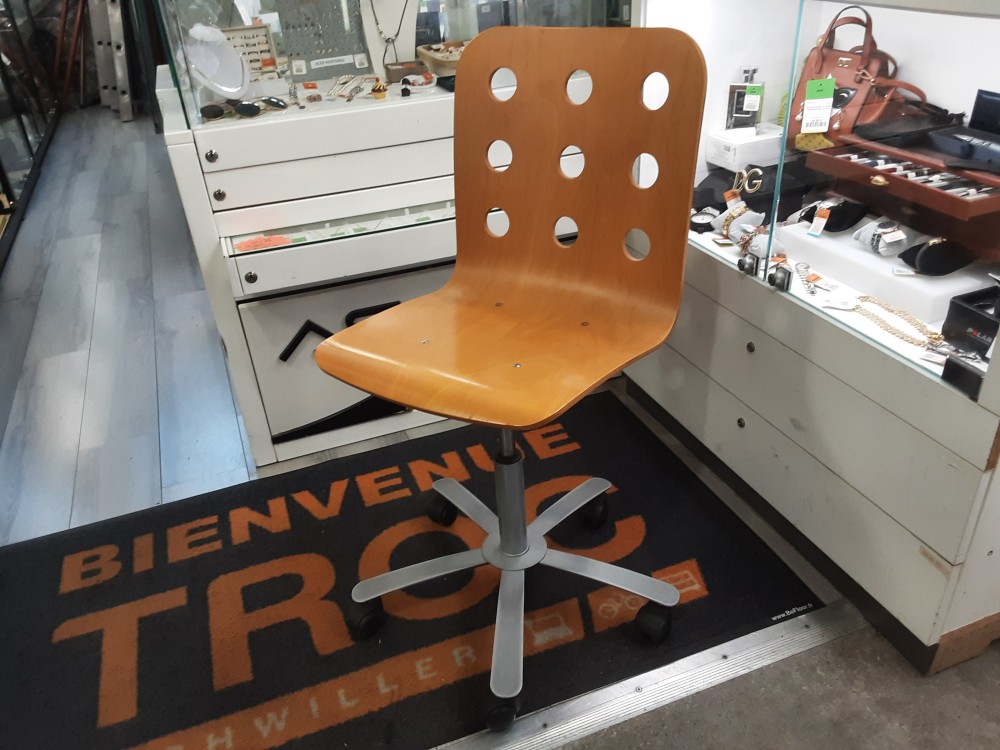 CHAISE DE BUREAU PIVOTANTE BOIS ET METAL REGLABLE EN HAUTEUR