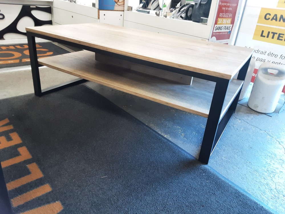 TABLE BASSE MODERNE BICOLORE IMITATION BOIS