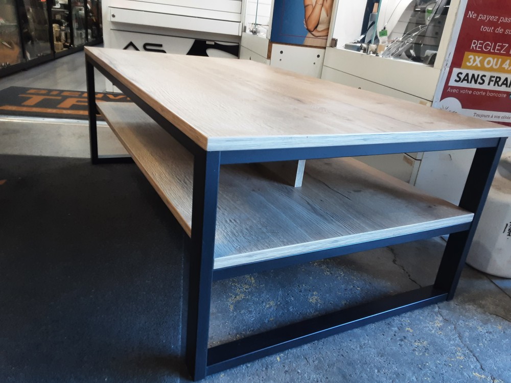 TABLE BASSE MODERNE BICOLORE IMITATION BOIS