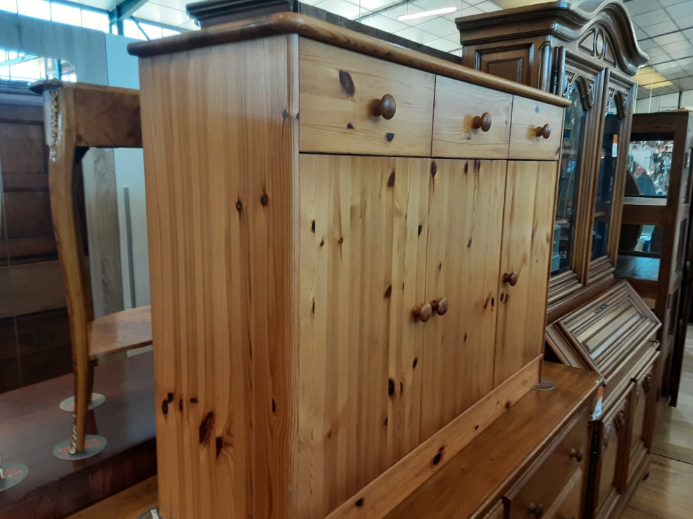 Meuble Bas 3 Portes 3 Tiroirs En Pin