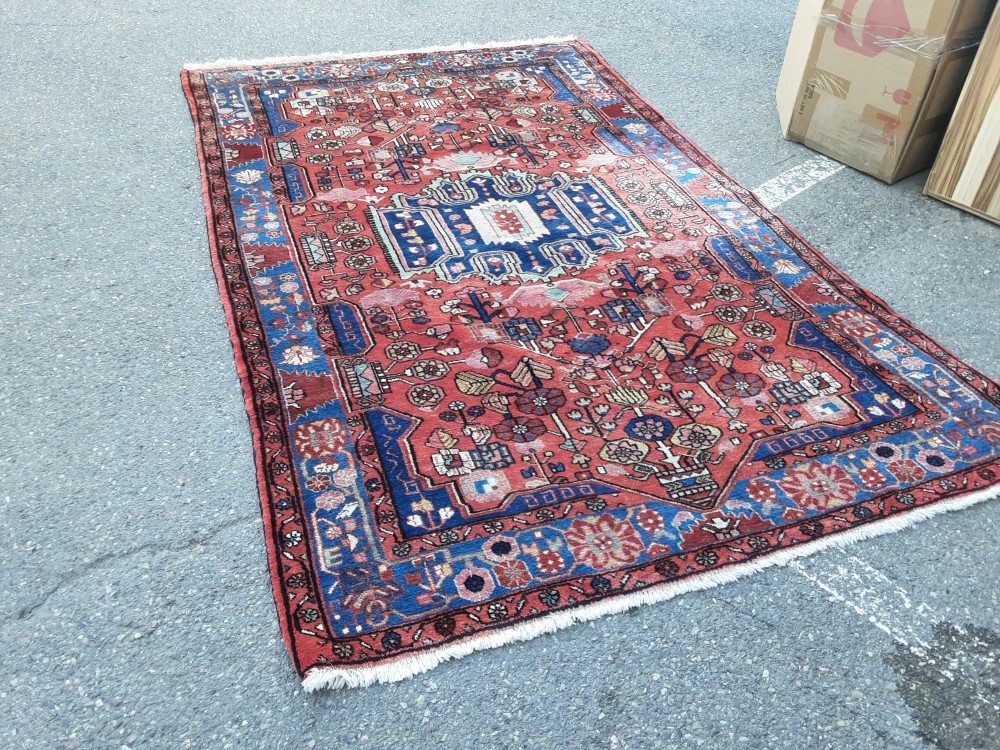 Tapis Fait Main Rouge Et Bleu A Motif 153 X 235