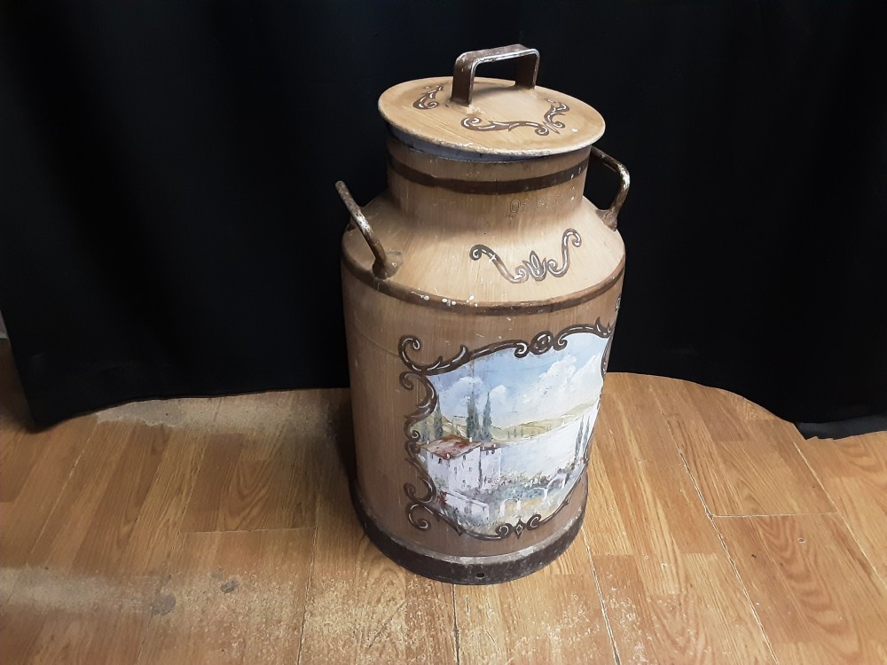 Pot À Lait Métal Peint Main Tgm Signé Ritter Coloris Brun H.65Cm
