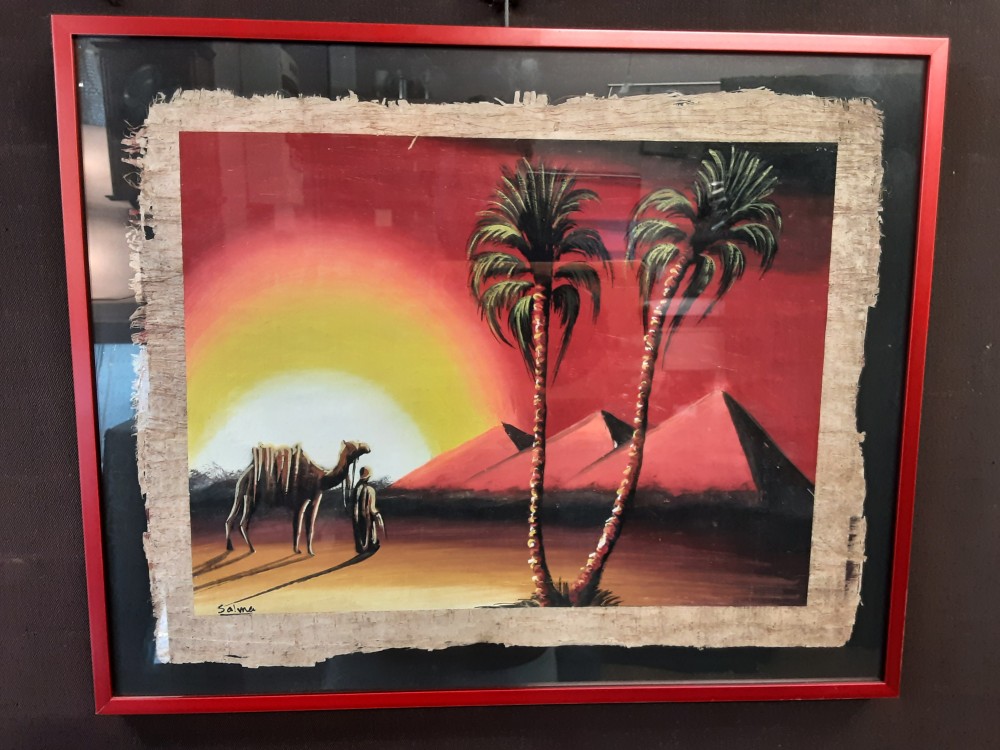 Tableau Papyrus Motif Desert - Signé Salma Pm