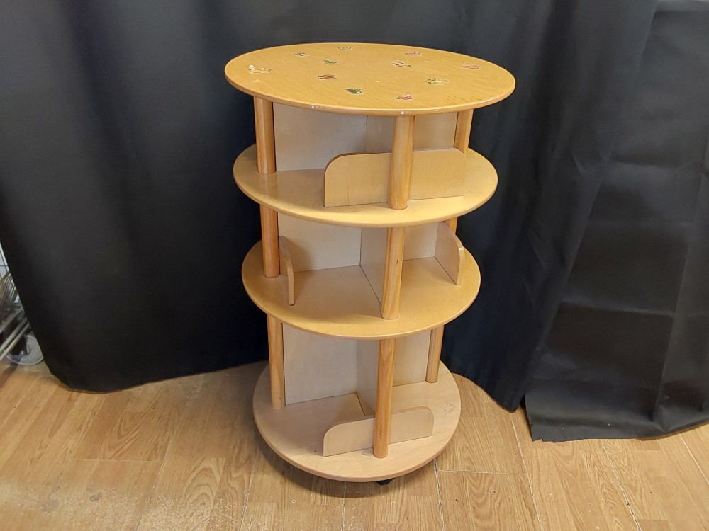 Bibliotheque Ronde Pour Enfant Bois Clair Sur Roulettes