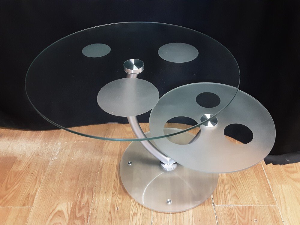 Table Basse 2 Plateaux Rond En  Verres