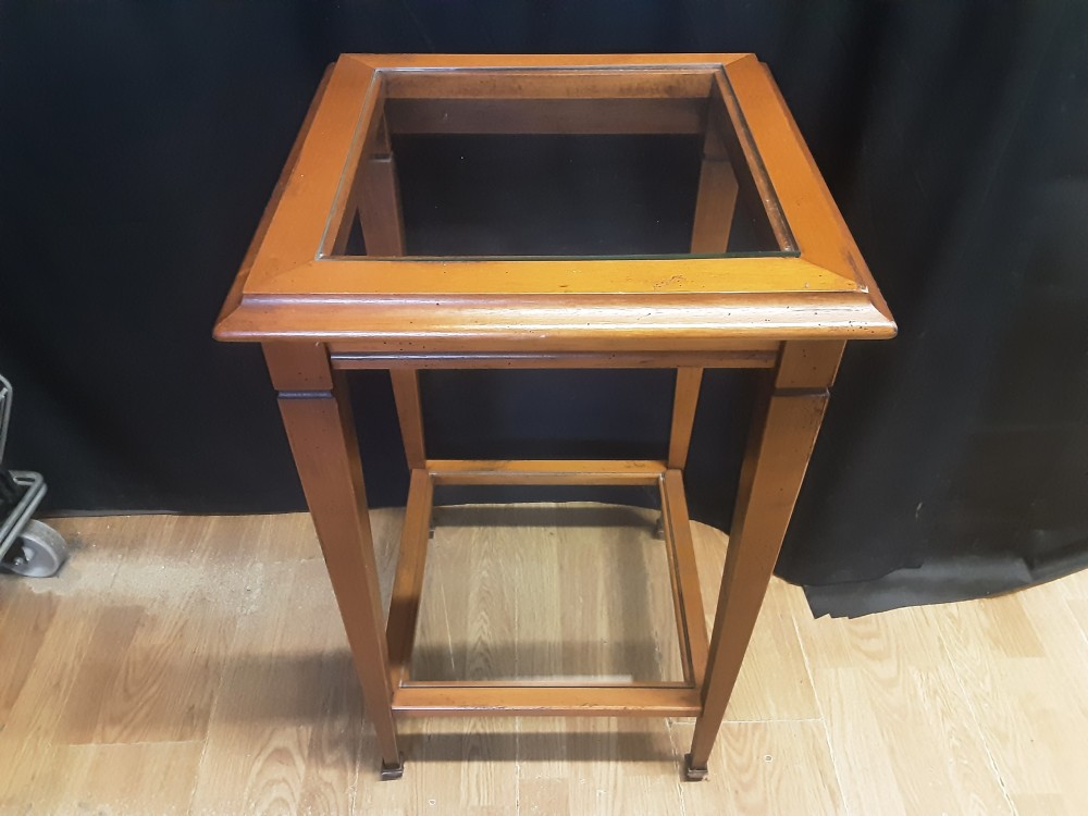 CONSOLE CARREE BOIS ET VERRE