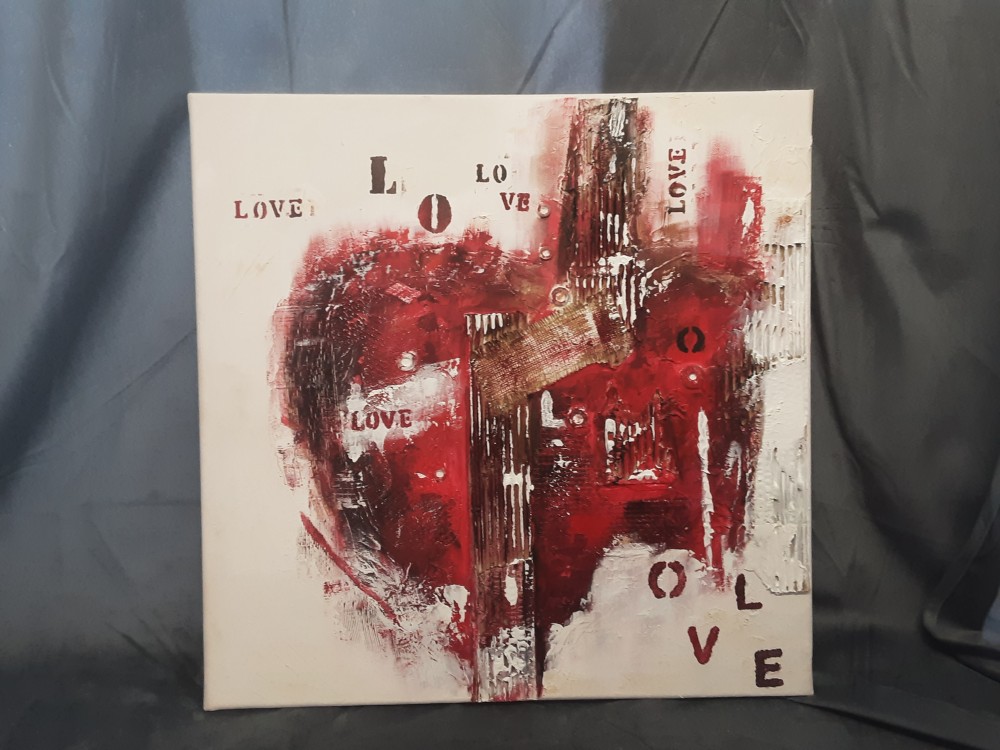 TABLEAU SANS CADRE "COEUR ROUGE LOVE"