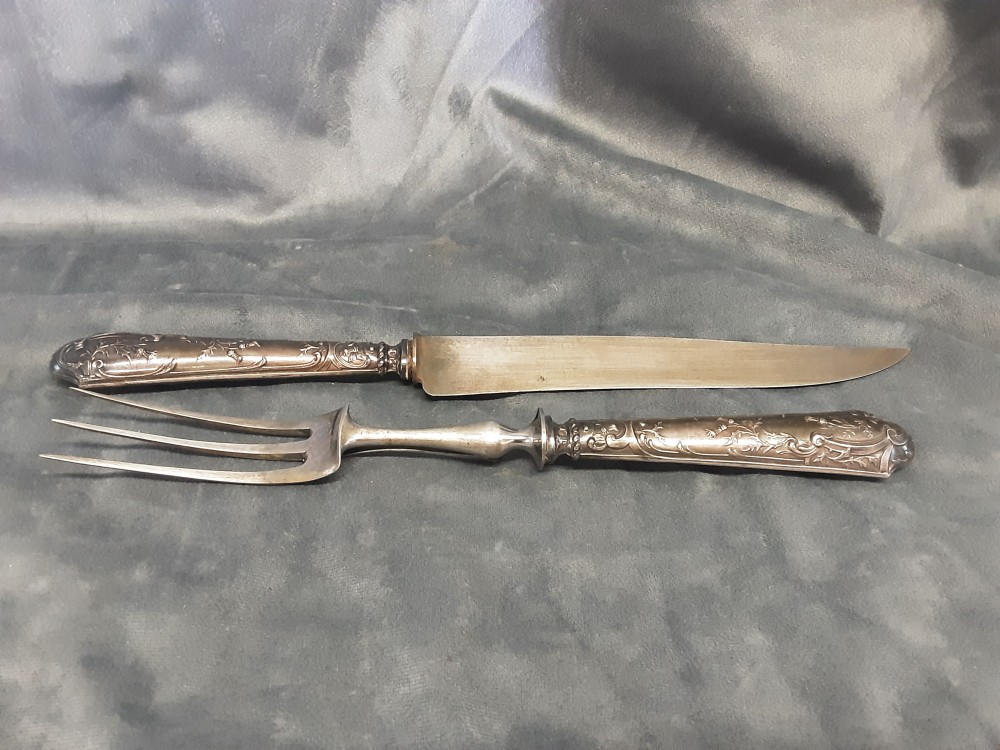 ENSEMBLE 2 COUVERTS À GIGOT MANCHE EN ARGENT