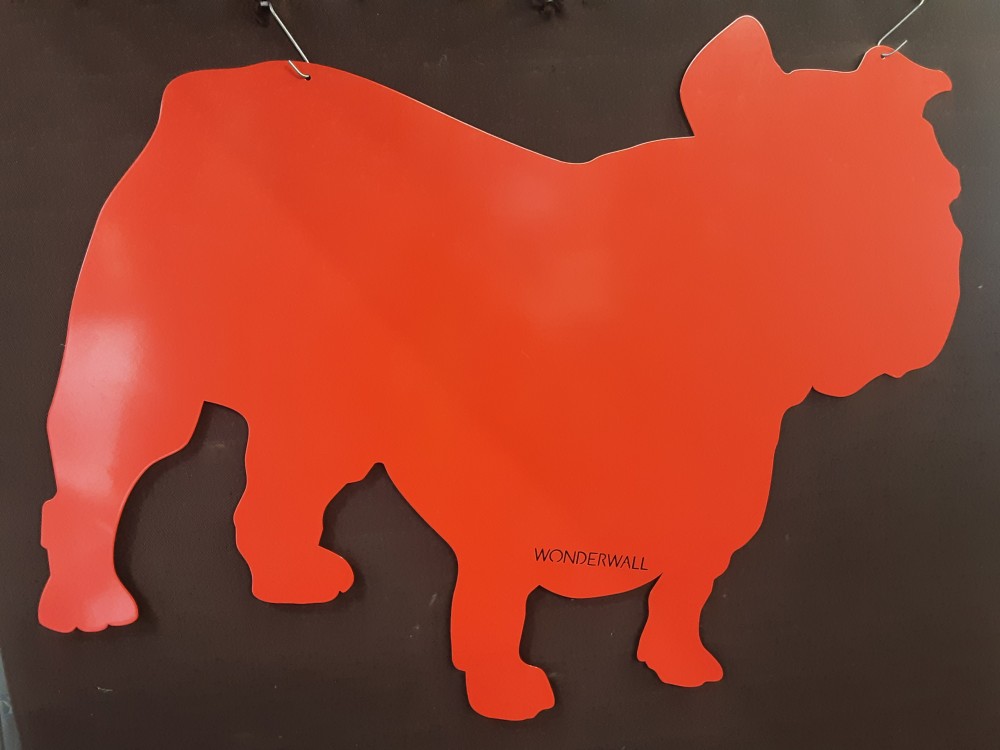 Decoration Murale Bulldog Orange En Metal