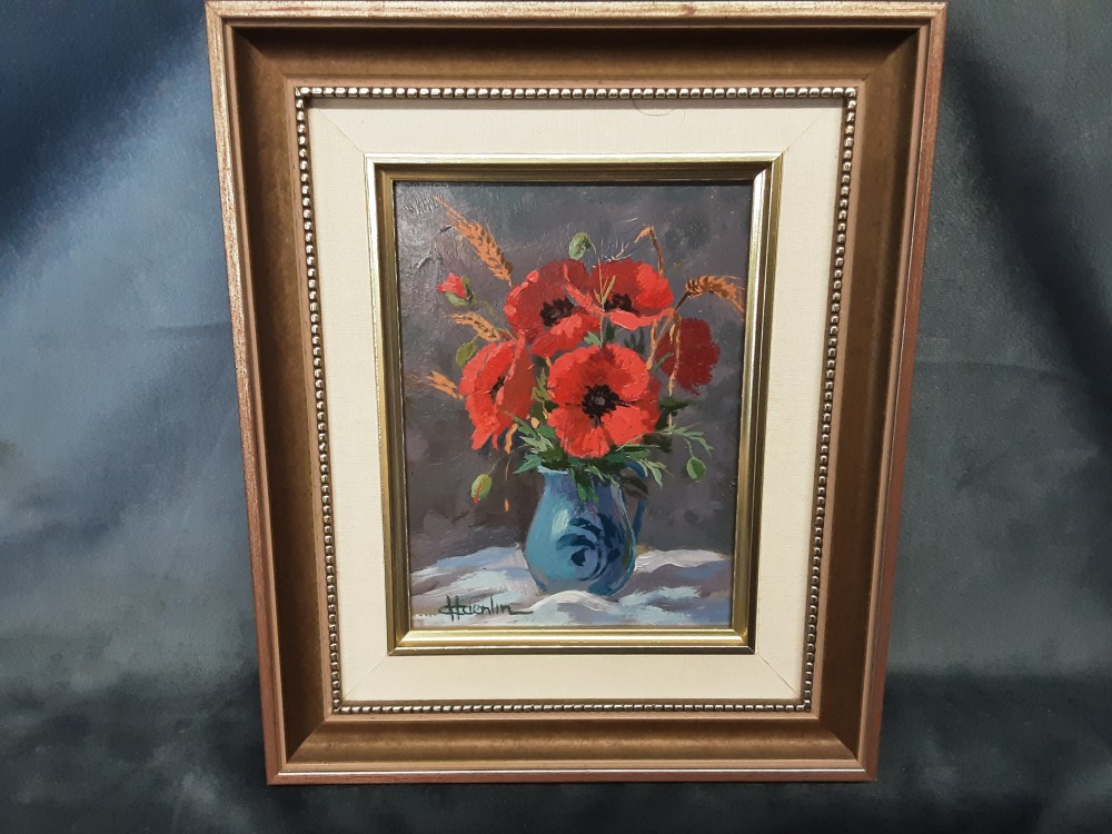 Tableau Bouquet De Coquelicots Signé