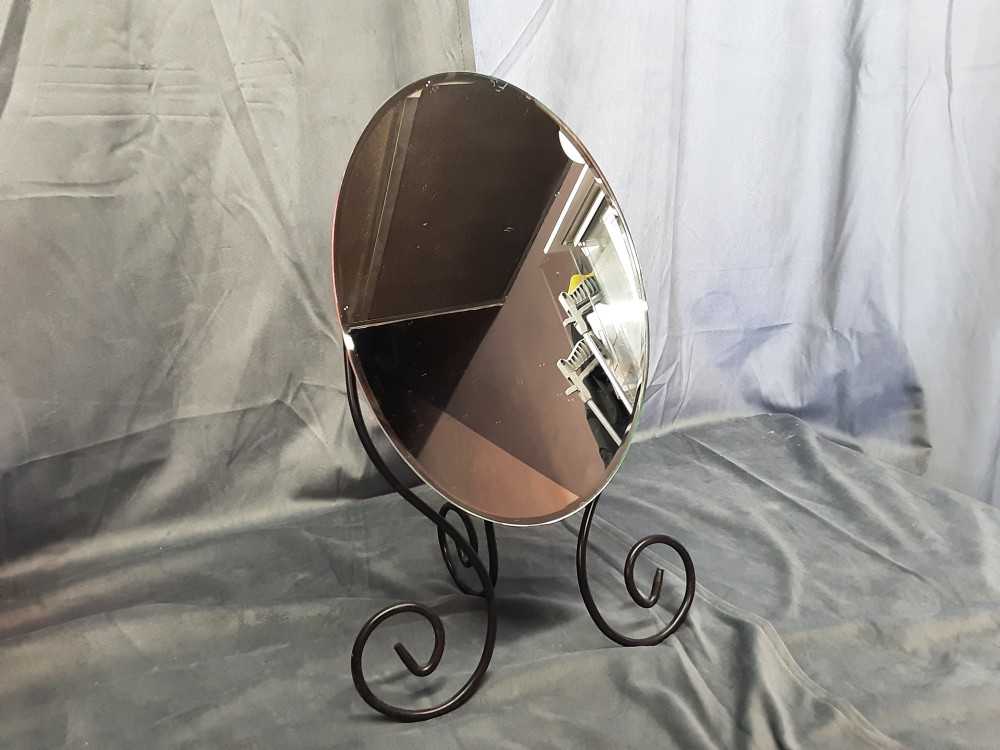 MIROIR OVALE A POSER PIED METAL NOIR