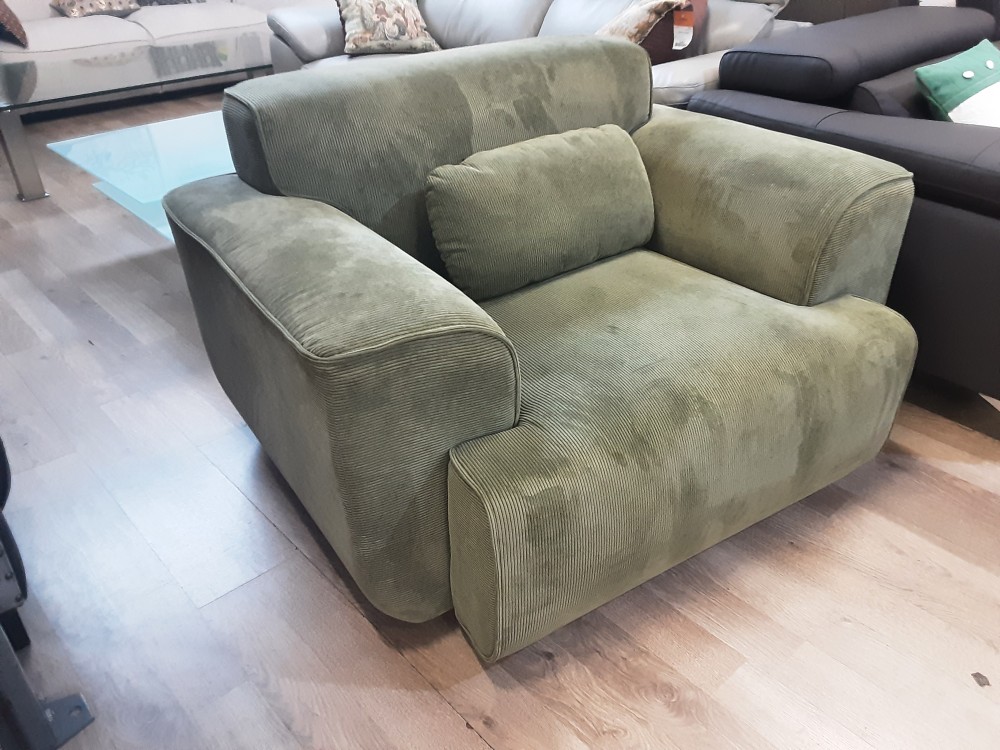 Fauteuil + Coussin Velours Côtelé Vert