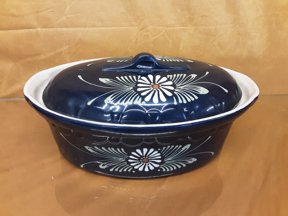 PLAT A BAECKOEFFE EN TERRE CUITE BLEU