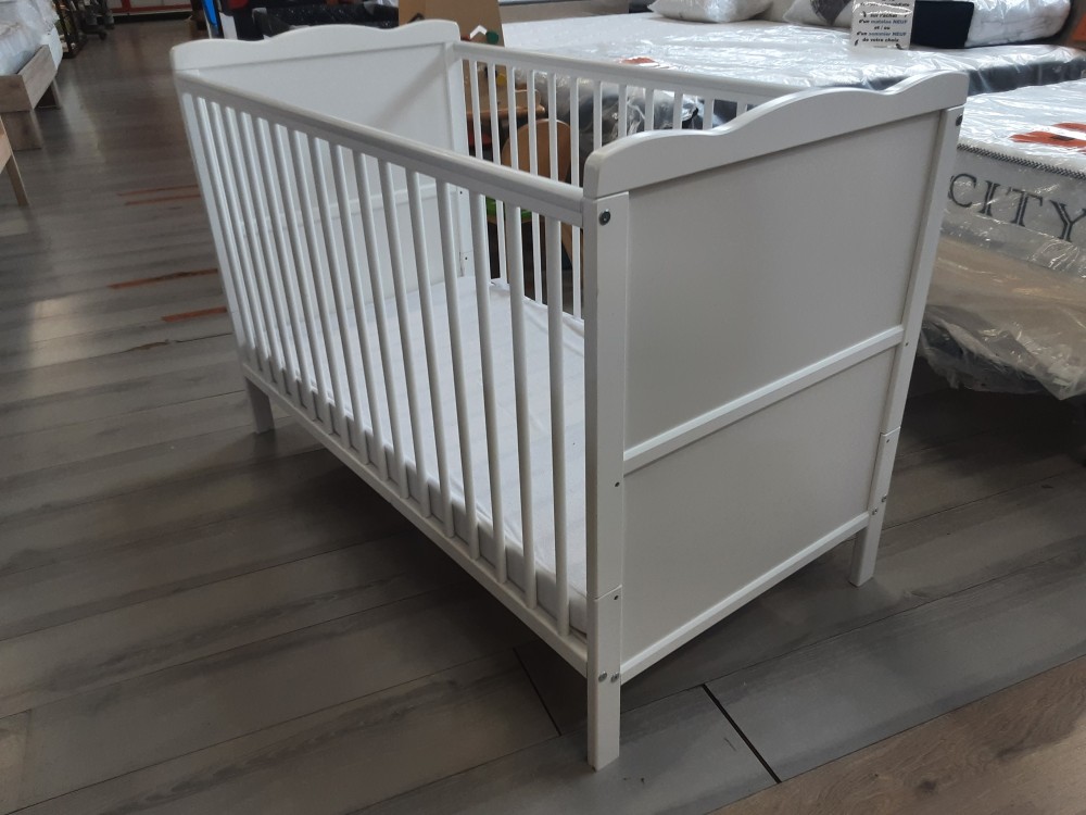 LIT BEBE BLANC 3 NIVEAUX AVEC MATELAS 60X120