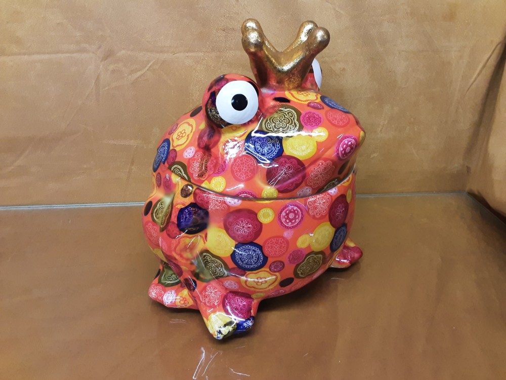 POUBELLE DE TABLE FORME GRENOUILLE EN PORCELAINE MULTICOLORE