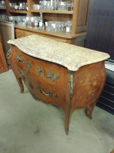COMMODE STYLE LOUIS XV 2 TIROIRS DESSUS MARBRE 