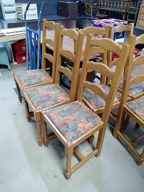 LOT DE 6 CHAISES CHÊNE ASSISE TISSU