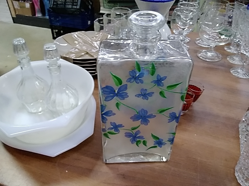 BOUTEILLE FLEURS BLEU 