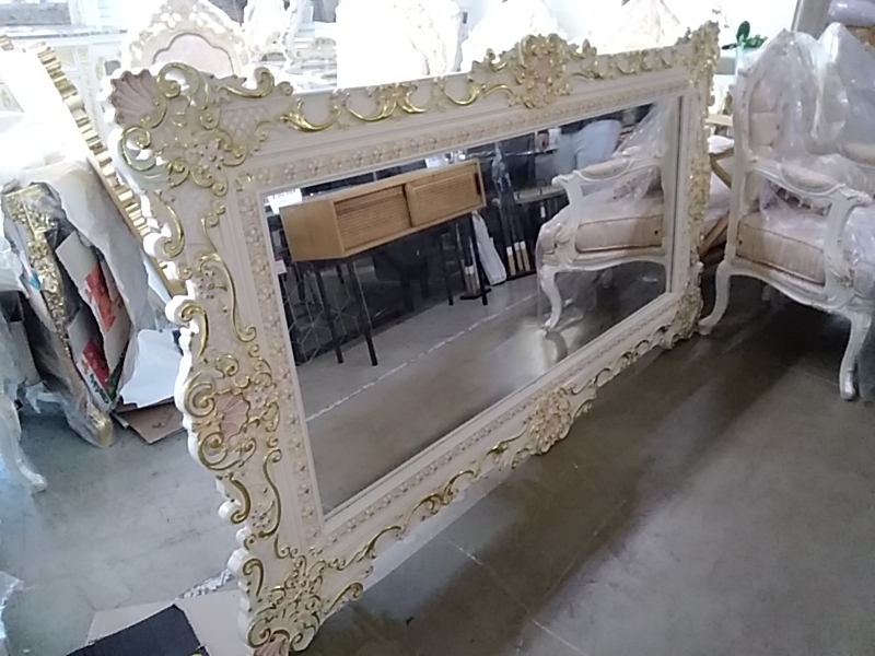 MIROIR BAROQUE DORÉ BEIGE  120 X 220 CM