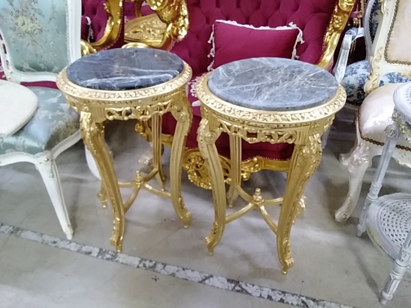 GUÉRIDON BAROQUE DORÉ HT 72 CM DIAMÈTRE 45 CM