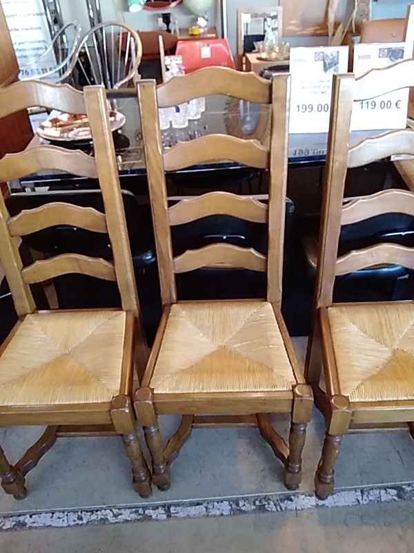 LOT DE 8 CHAISES CHÊNE PAILLÉES 