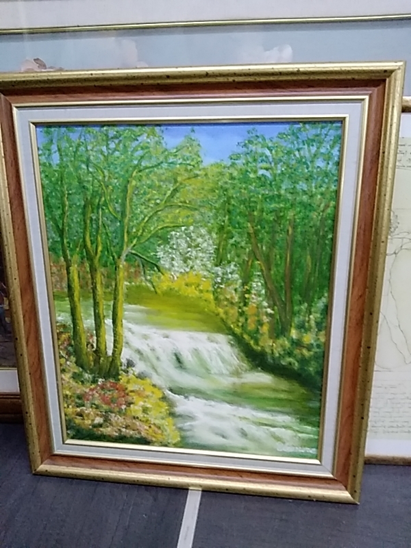 TABLEAU RIVIÈRE SIGNÉ 49 X 58 CM