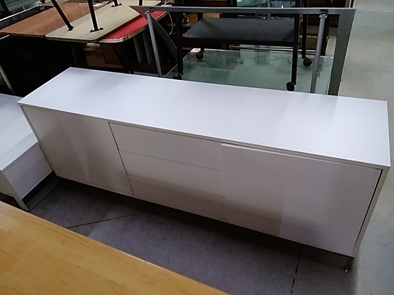 MEUBLE TV MODERNE BLANC 2 PORTES 3TIROIRS 