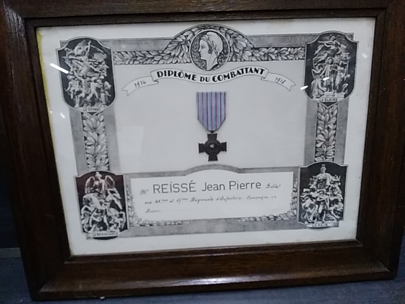 DIPLOME DE COMBATTANT DANS CADRE 1WW