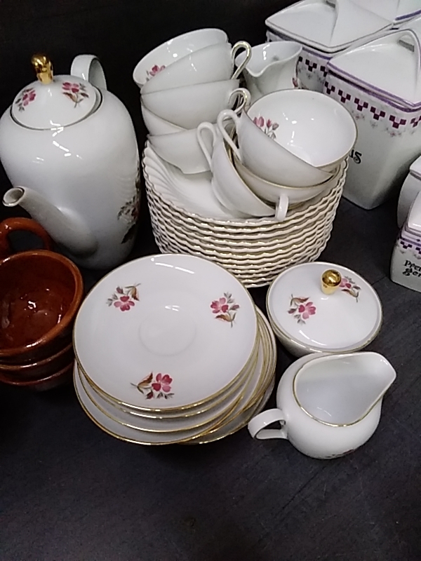 SERVICE À CAFÉ PORCELAINE BLANC FLEURI