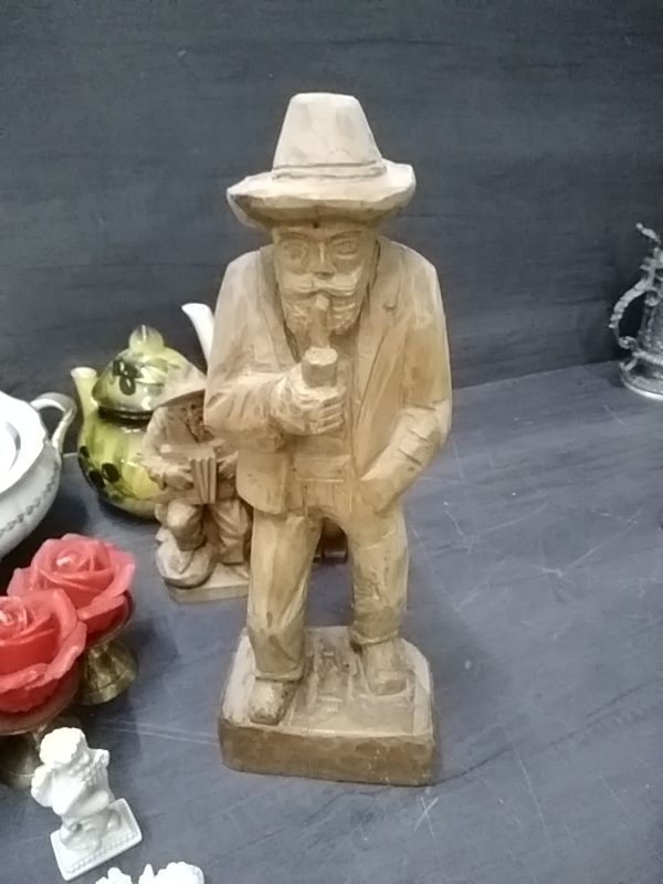 STATUETTE VIEILLARD BOIS HT 36CM