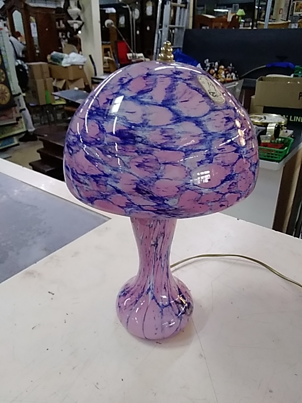 LAMPE À POSER CHAMPIGNON PÂTE DE VERRE SIGNÉE LA BROCHERE 