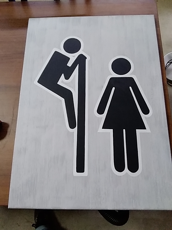 CADRE WC HOMME FEMME PEINT MAIN 50X70CM