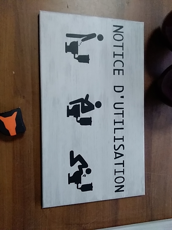 CADRE NOTICE WC PEINT MAIN 35X60CM