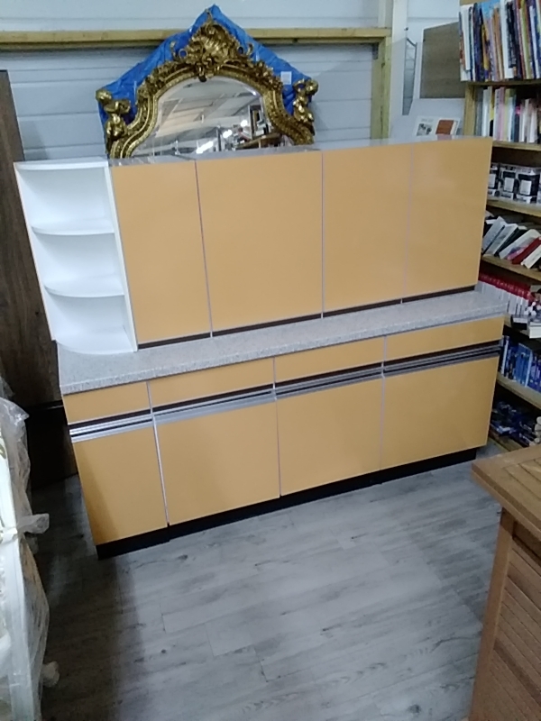 MEUBLE DE CUISINE VINTAGE FORMICA ORANGE 190CM HAUT ET BAS