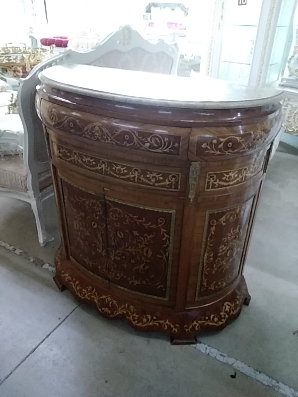 CONSOLE MARQUETERIE MARBRE