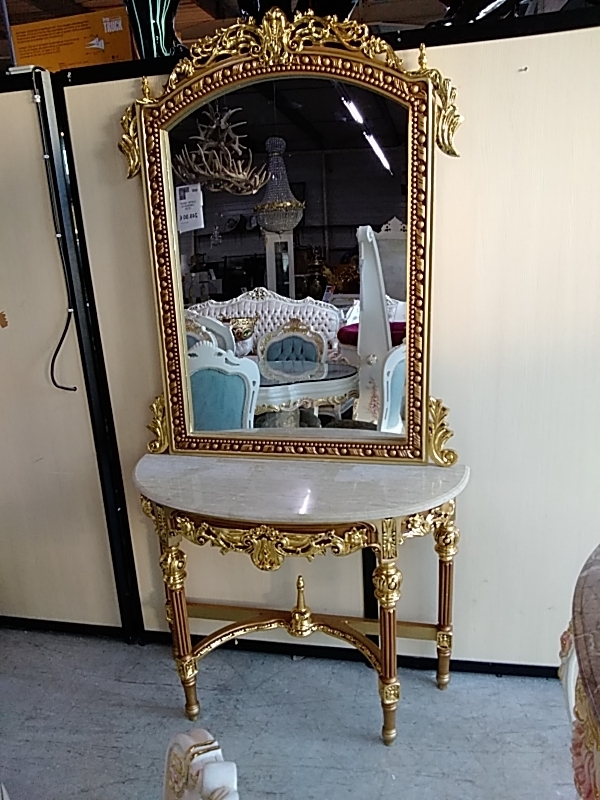 CONSOLE BAROQUE DORÉE MARBRE 