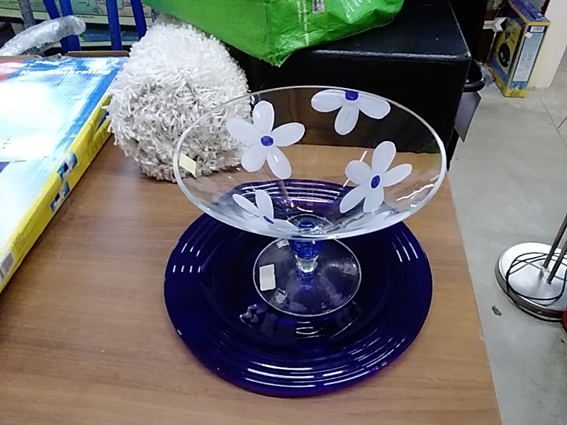 ENSEMBLE ASSIETTE AVEC COUPE BLEU