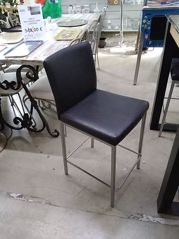 TABOURET DE BAR CUIR NOIR