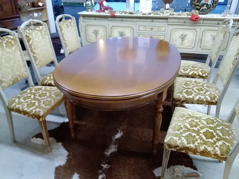 TABLE MERISIER OVALE 2 ALLONGES 166 X 105 CM